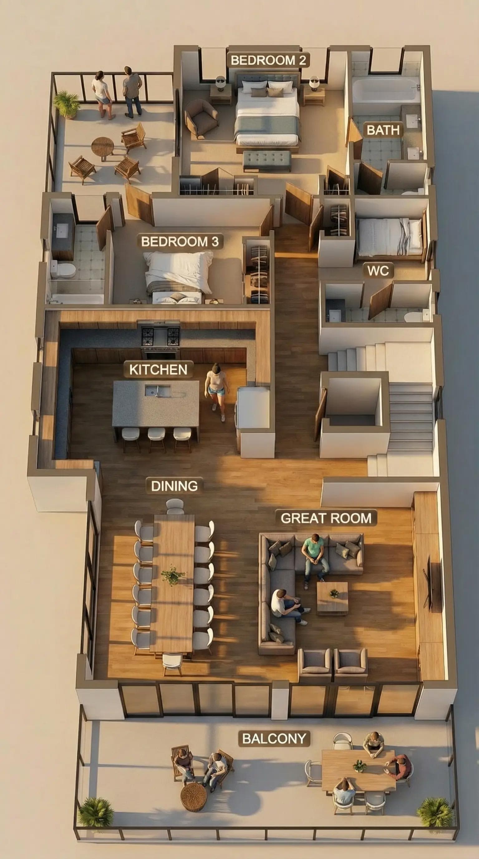 3d floorplan college 1 — architectural rendering by The Render Café